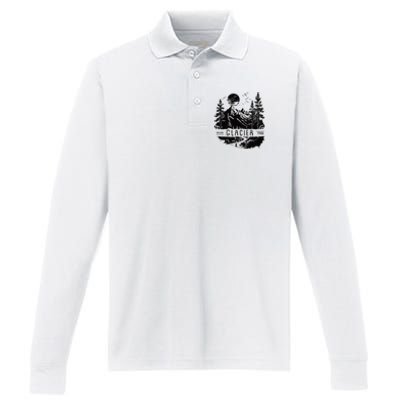 Retro Glacier National Park Us Vintage Glacier Performance Long Sleeve Polo