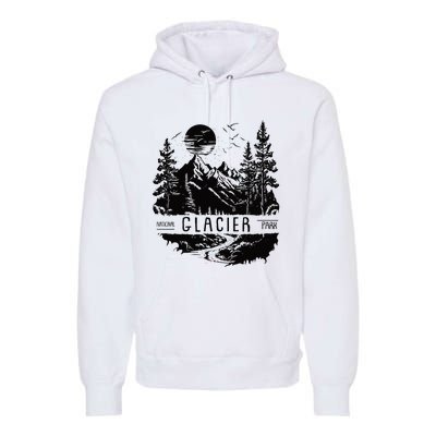 Retro Glacier National Park Us Vintage Glacier Premium Hoodie