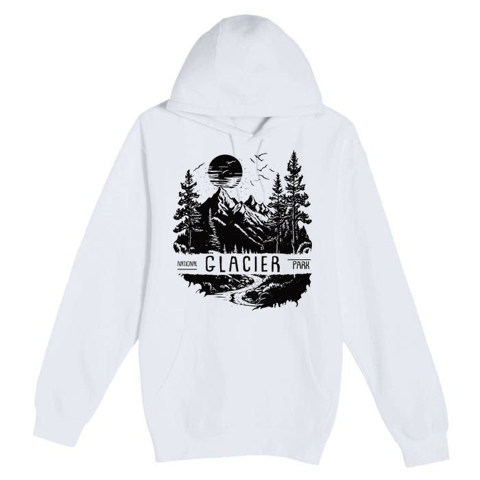 Retro Glacier National Park Us Vintage Glacier Premium Pullover Hoodie