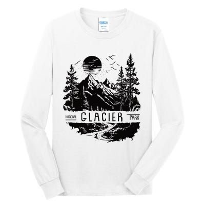 Retro Glacier National Park Us Vintage Glacier Tall Long Sleeve T-Shirt