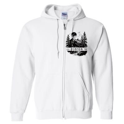 Retro Glacier National Park Us Vintage Glacier Full Zip Hoodie