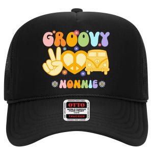 Retro Groovy Nonnie Grandma Family Matching Mothers Day High Crown Mesh Back Trucker Hat