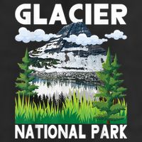 Retro Glacier National Park Hiking & Camping Lover 7 Panel Mesh Trucker Snapback Hat