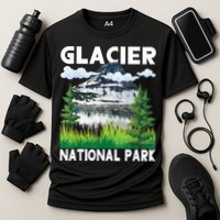 Retro Glacier National Park Hiking & Camping Lover Cooling Performance Crew T-Shirt