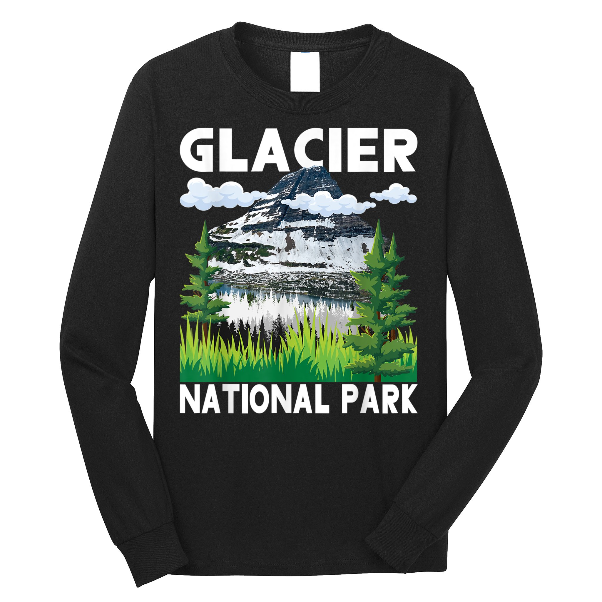 Retro Glacier National Park Hiking & Camping Lover Long Sleeve Shirt