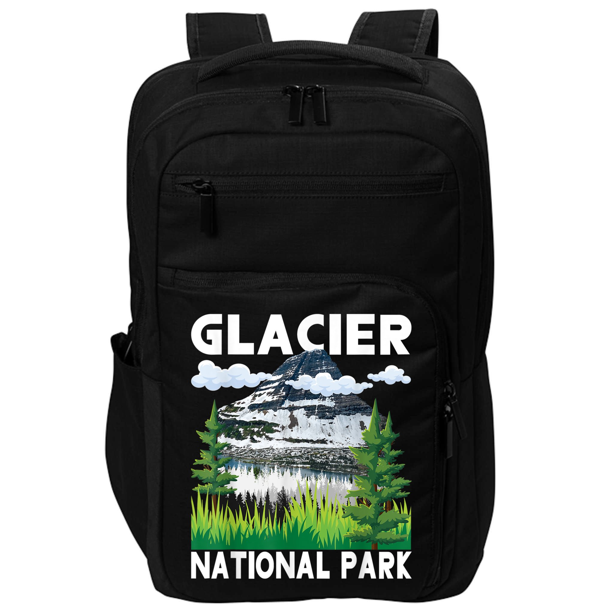 Retro Glacier National Park Hiking & Camping Lover Impact Tech Backpack