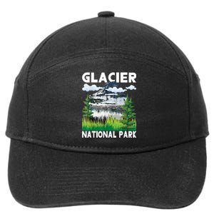 Retro Glacier National Park Hiking & Camping Lover 7-Panel Snapback Hat