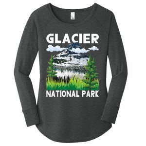 Retro Glacier National Park Hiking & Camping Lover Women's Perfect Tri Tunic Long Sleeve Shirt