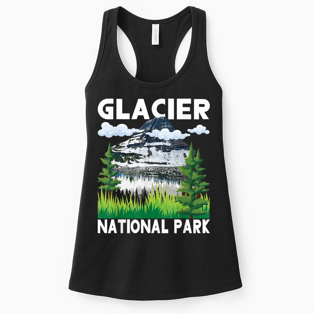 Retro Glacier National Park Hiking & Camping Lover Womens Tank Top