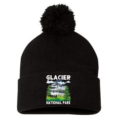 Retro Glacier National Park Hiking & Camping Lover Pom Pom 12in Knit Beanie