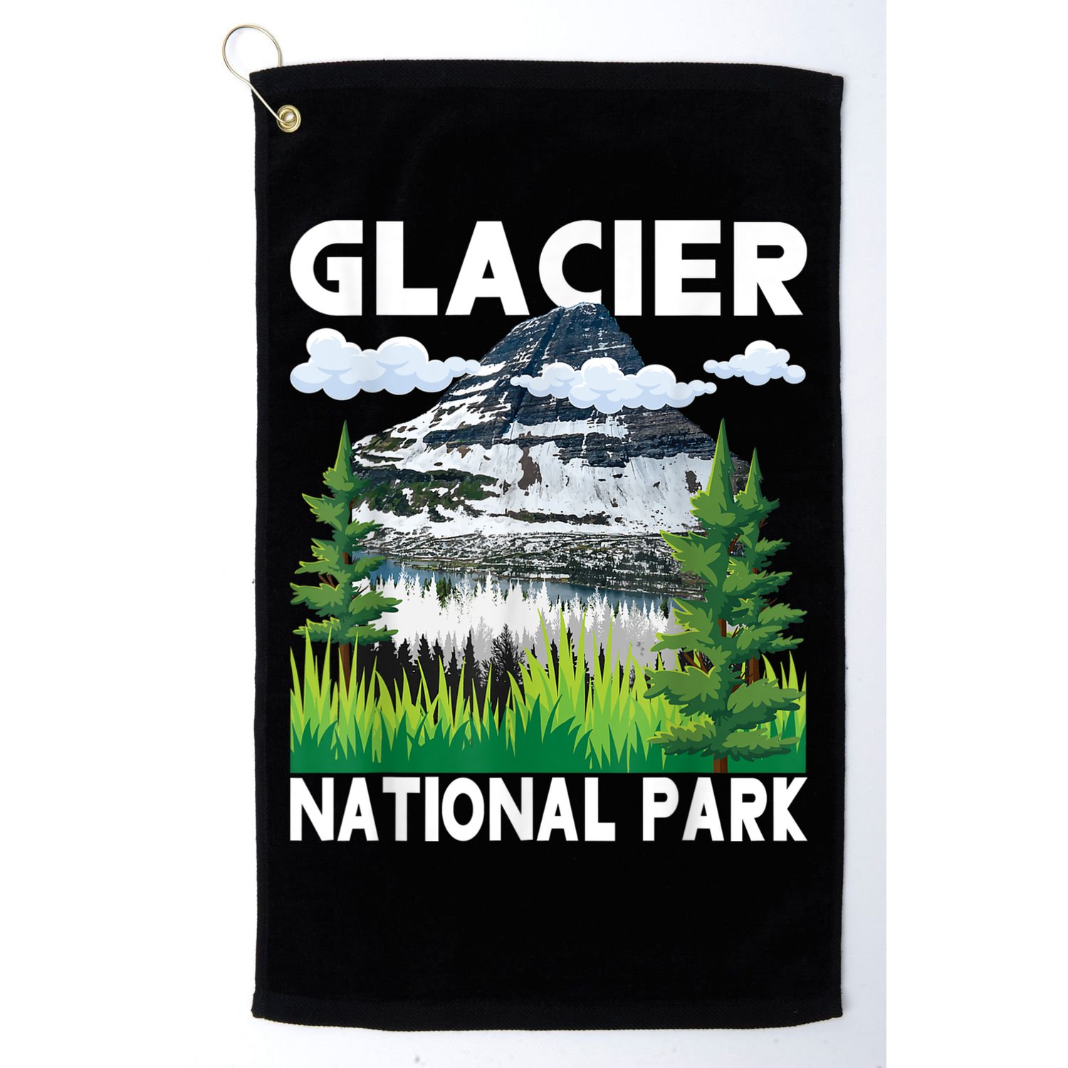 Retro Glacier National Park Hiking & Camping Lover Golf Towel