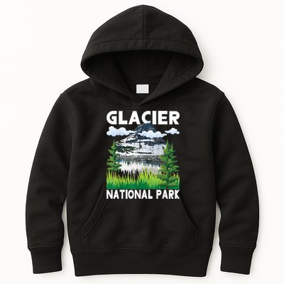 Retro Glacier National Park Hiking & Camping Lover Kids Hoodie