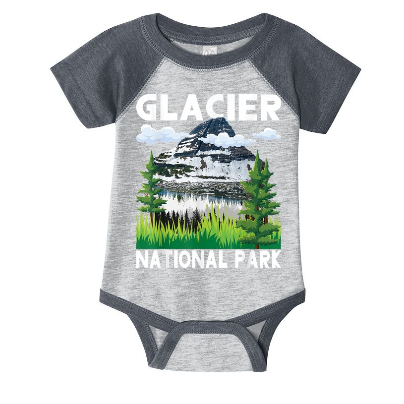 Retro Glacier National Park Hiking & Camping Lover Infant Baby Jersey Bodysuit