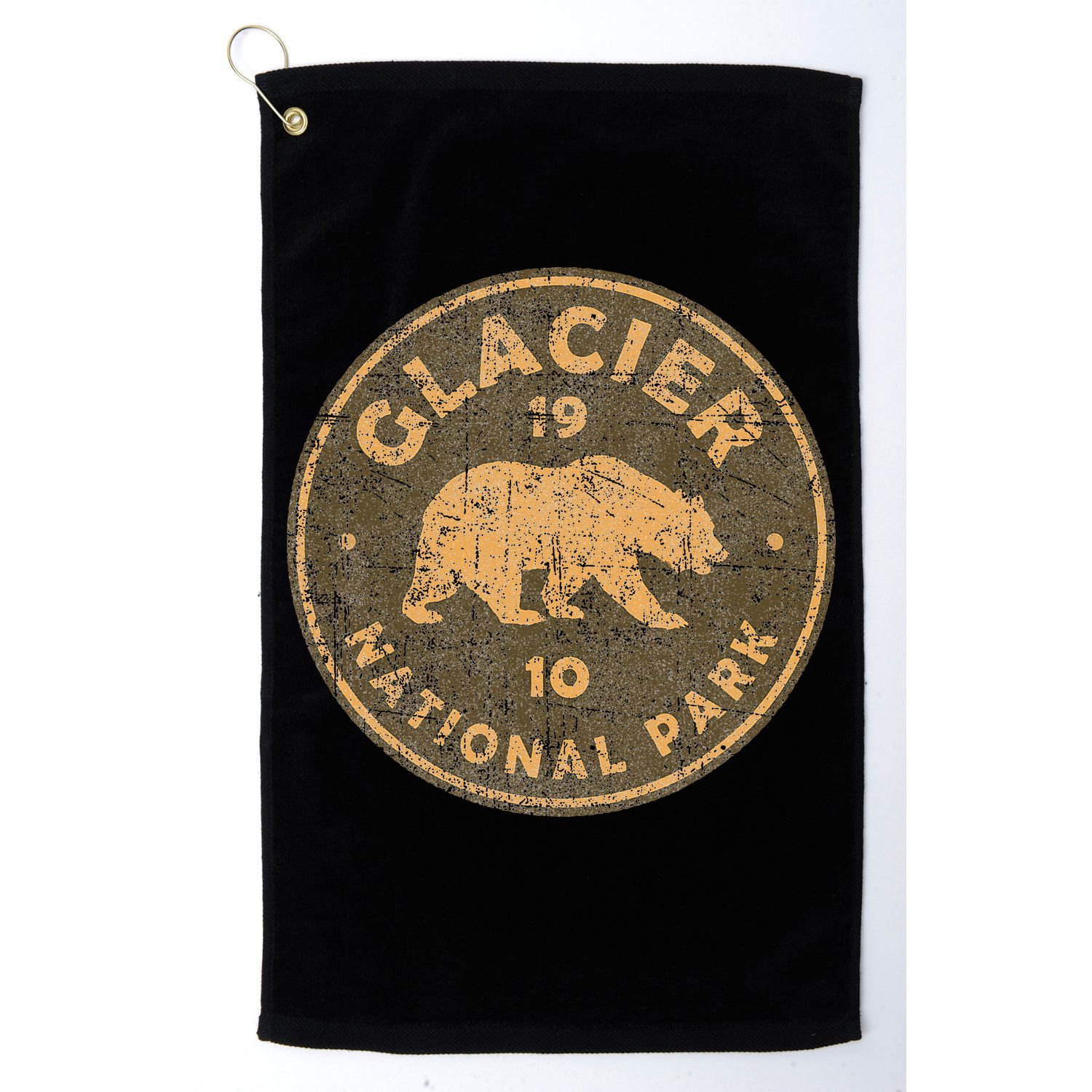 Retro Glacier National Park Montana Hiking Golf Towel