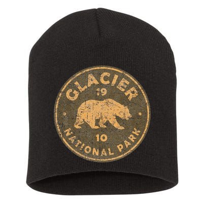 Retro Glacier National Park Montana Hiking Short Acrylic Beanie