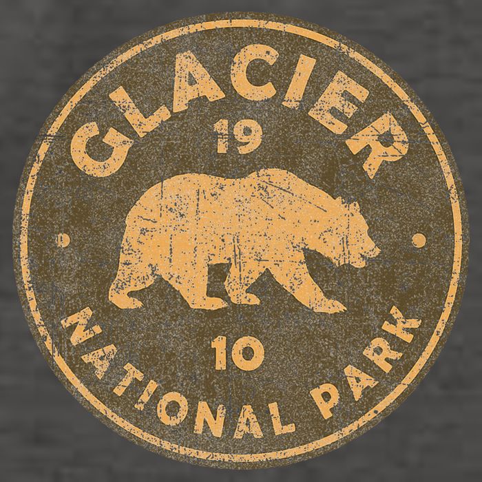 Retro Glacier National Park Montana Hiking Vector Backpack