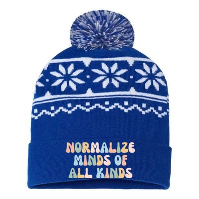 Retro Groovy Neurodiversity Normalize Minds Of All Kinds Gift USA-Made Snowflake Beanie