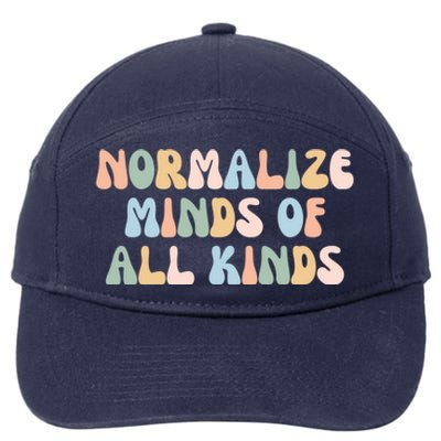 Retro Groovy Neurodiversity Normalize Minds Of All Kinds Gift 7-Panel Snapback Hat