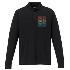 Retro Geneseo New York Gift Performance Long Sleeve Polo