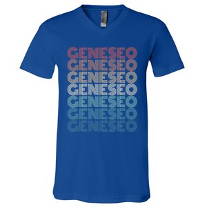 Retro Geneseo New York Gift V-Neck T-Shirt