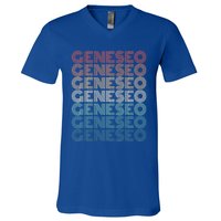 Retro Geneseo New York Gift V-Neck T-Shirt