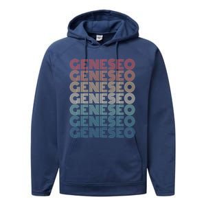 Retro Geneseo New York Gift Performance Fleece Hoodie