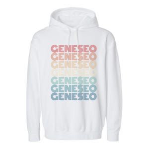 Retro Geneseo New York Gift Garment-Dyed Fleece Hoodie