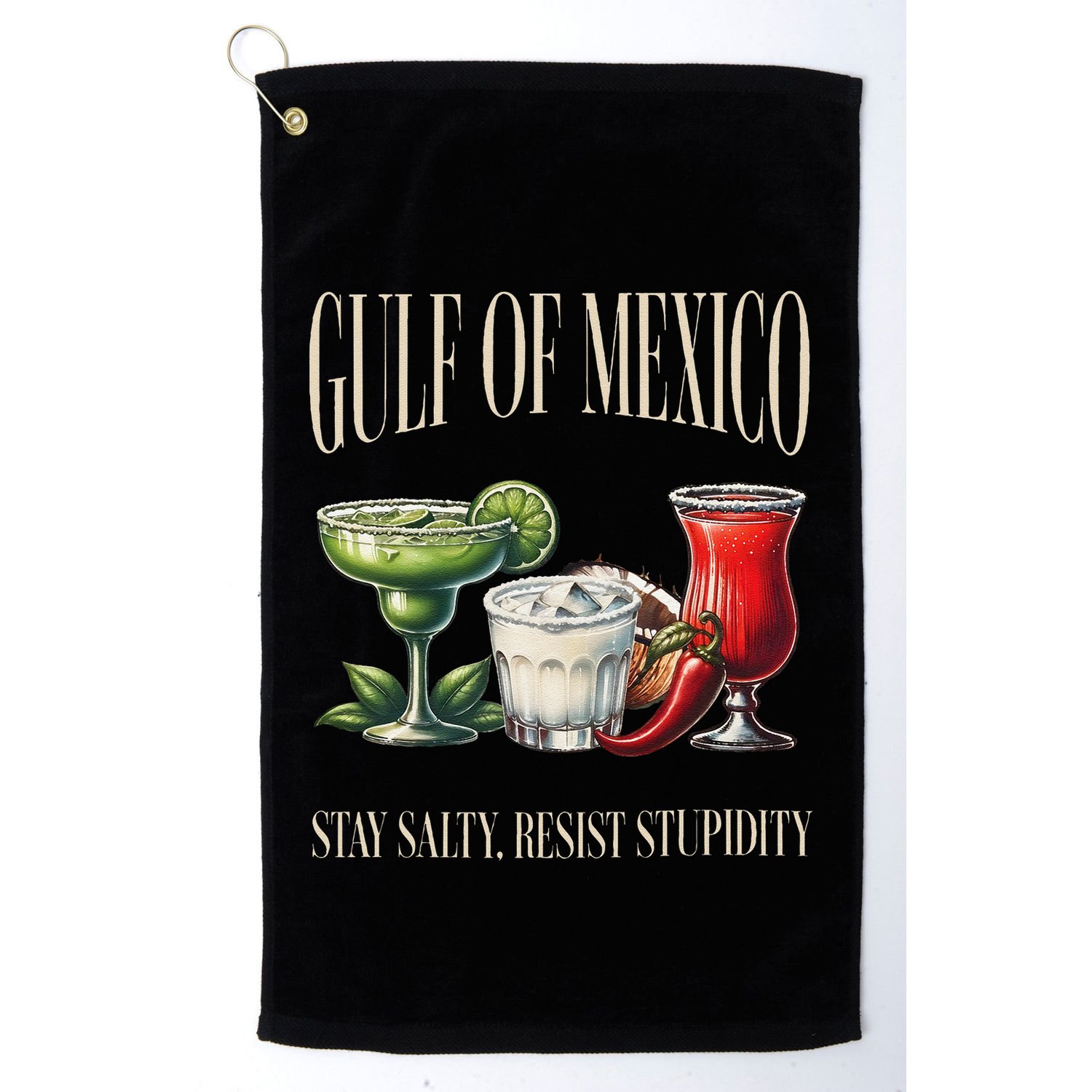 Retro Gulf Of Mexico Social Club Progressive Liberal Golf Towel
