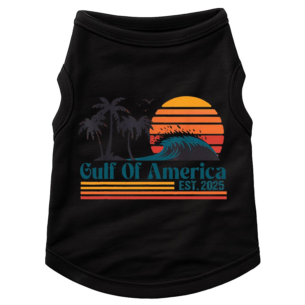 Retro Gulf Of Usa America Est 2025 American Flag Doggie Tank