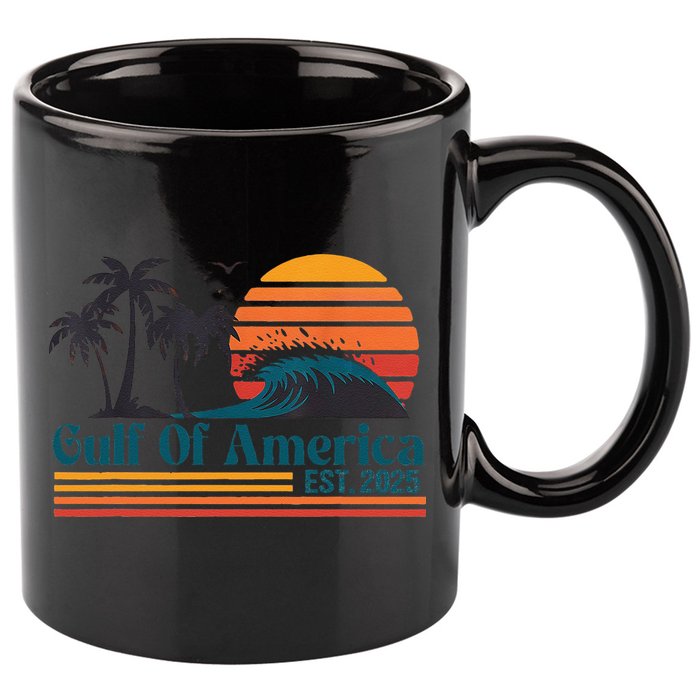 Retro Gulf Of Usa America Est 2025 American Flag 11oz C Handle Ceramic Mug
