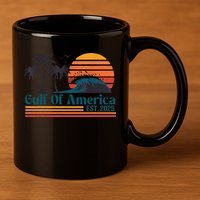 Retro Gulf Of Usa America Est 2025 American Flag 11oz C Handle Ceramic Mug