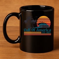Retro Gulf Of Usa America Est 2025 American Flag 11oz C Handle Ceramic Mug