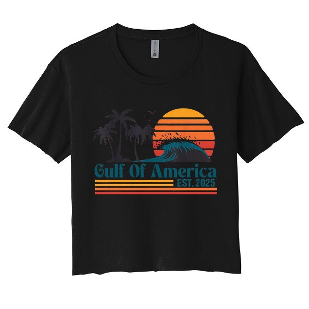 Retro Gulf Of Usa America Est 2025 American Flag Crop Top