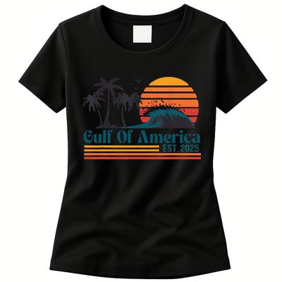 Retro Gulf Of Usa America Est 2025 American Flag Womens T-Shirt