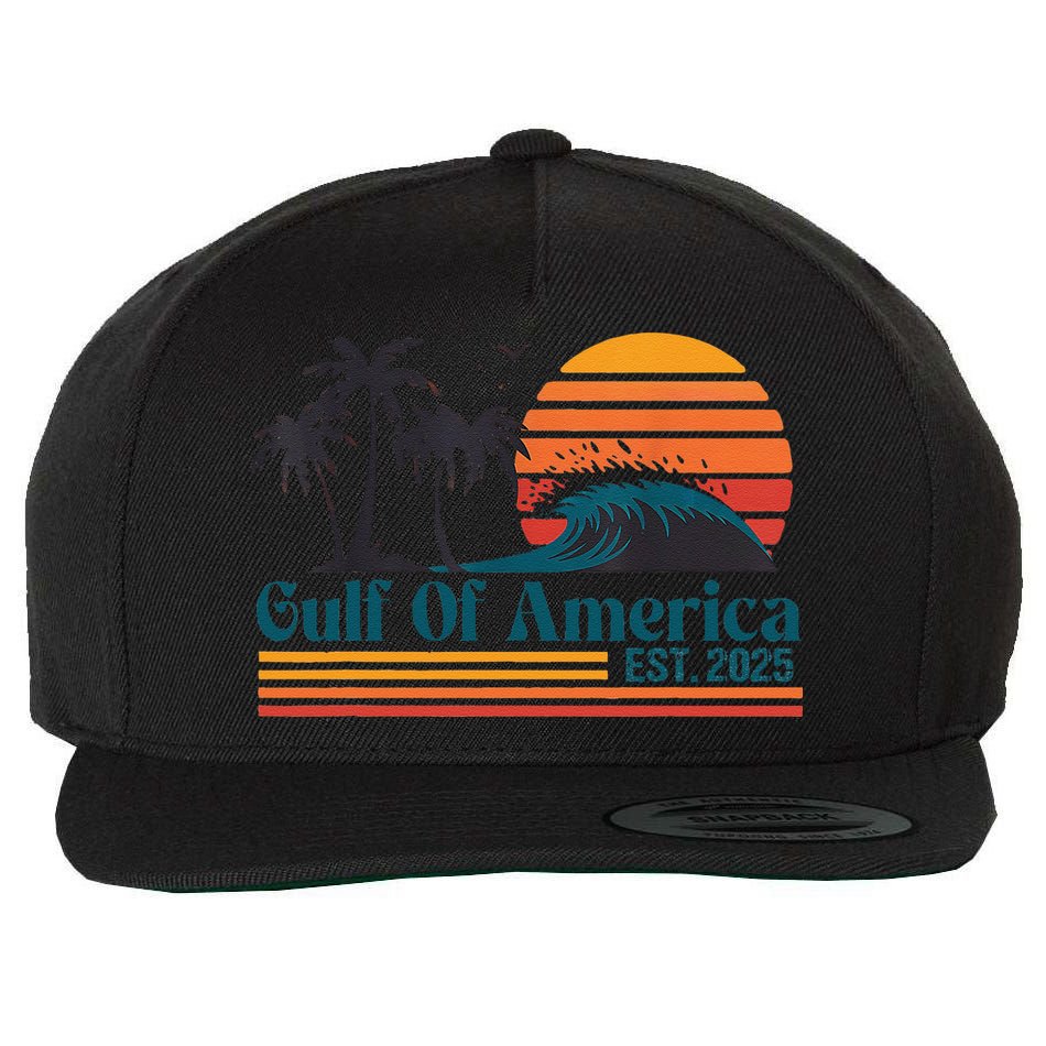 Retro Gulf Of Usa America Est 2025 American Flag Wool Snapback Cap