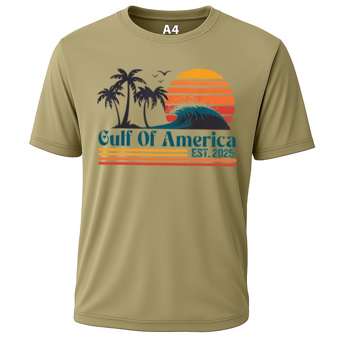 Retro Gulf Of Usa America Est 2025 American Flag Cooling Performance Crew T-Shirt