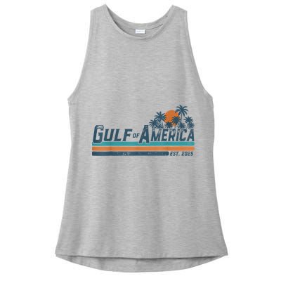 Retro Gulf Of Usa America Est 2025 American Flag Gulf Mexico Ladies PosiCharge Tri-Blend Wicking Tank
