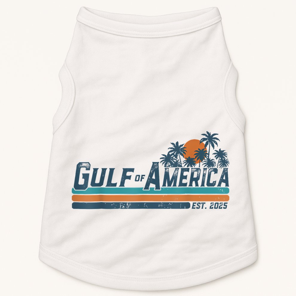 Retro Gulf Of Usa America Est 2025 American Flag Gulf Mexico Doggie Tank