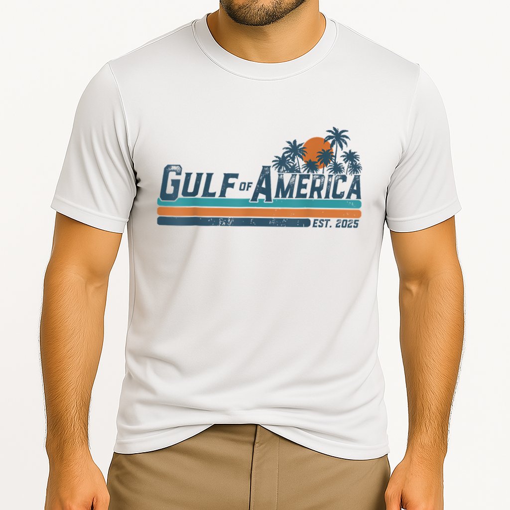 Retro Gulf Of Usa America Est 2025 American Flag Gulf Mexico Cooling Performance Crew T-Shirt