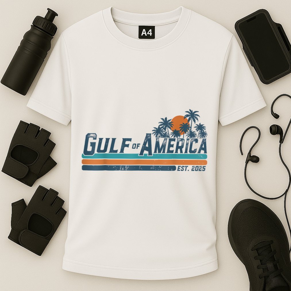 Retro Gulf Of Usa America Est 2025 American Flag Gulf Mexico Cooling Performance Crew T-Shirt