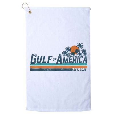 Retro Gulf Of Usa America Est 2025 American Flag Gulf Mexico Golf Towel