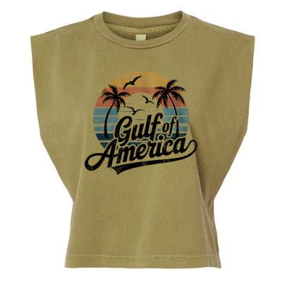 Retro Gulf Of USA America 2025 American Flag Gulf Mexico Garment-Dyed Women's Muscle Tee