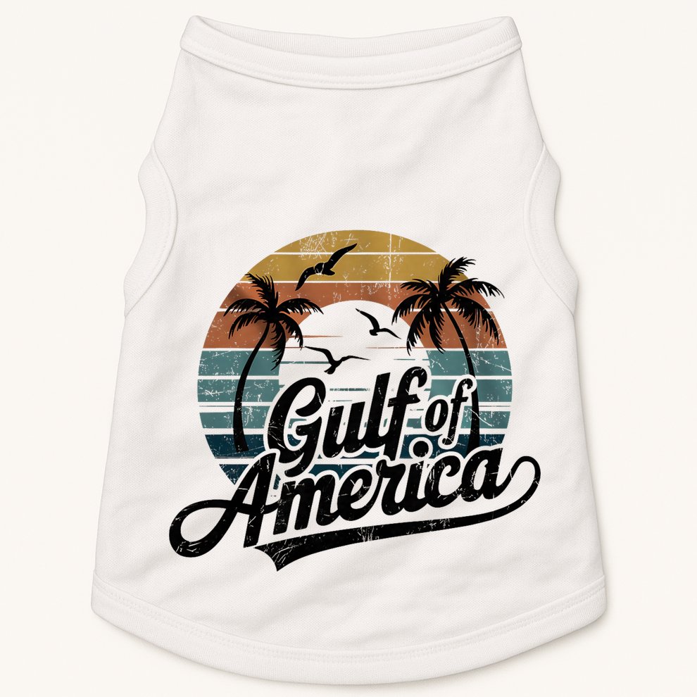 Retro Gulf Of USA America 2025 American Flag Gulf Mexico Doggie Tank