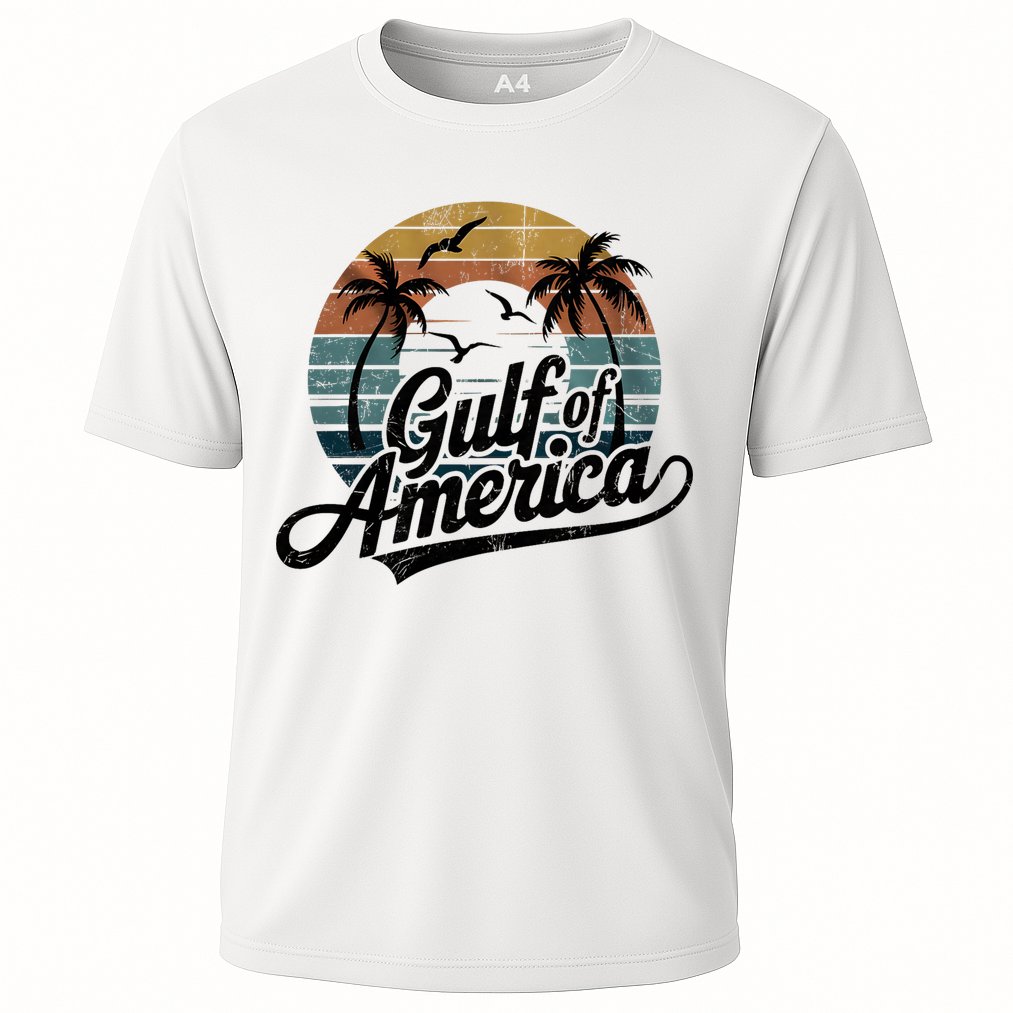 Retro Gulf Of USA America 2025 American Flag Gulf Mexico Cooling Performance Crew T-Shirt