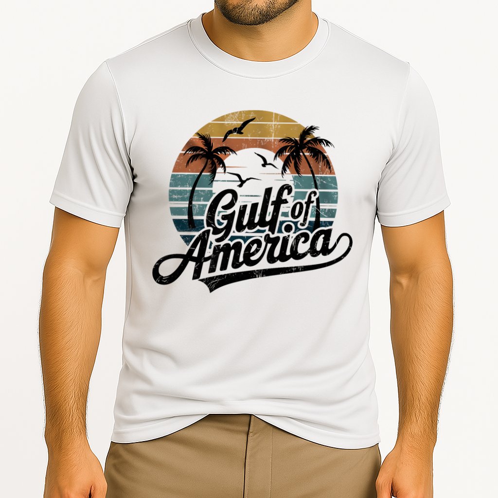 Retro Gulf Of USA America 2025 American Flag Gulf Mexico Cooling Performance Crew T-Shirt