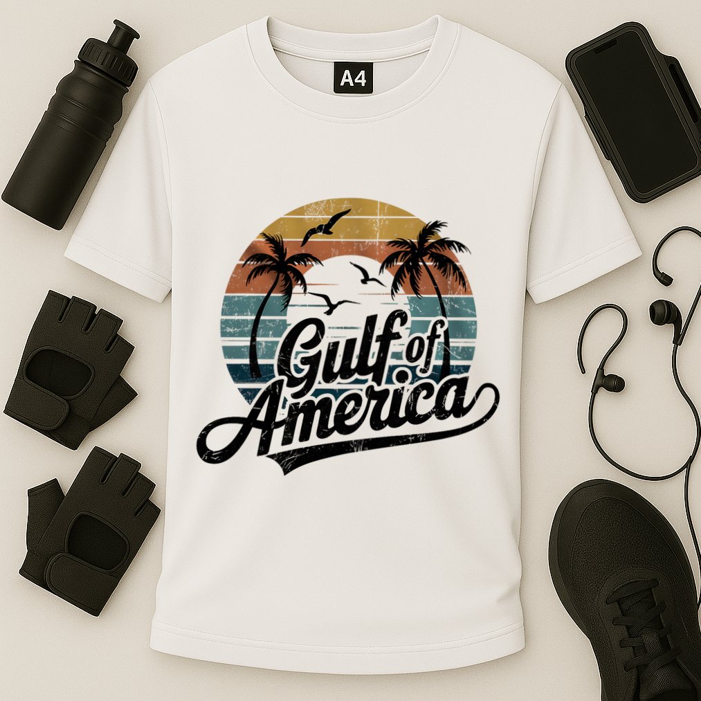 Retro Gulf Of USA America 2025 American Flag Gulf Mexico Cooling Performance Crew T-Shirt