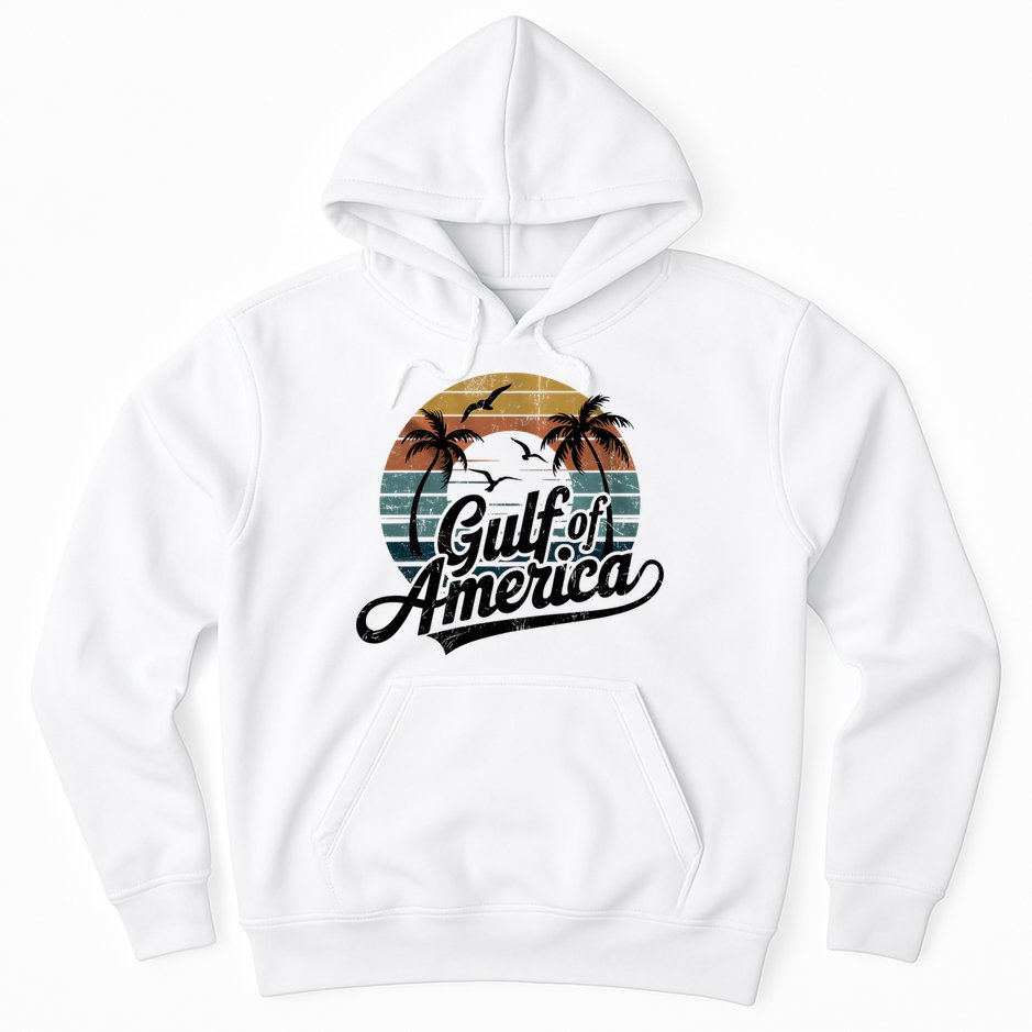 Retro Gulf Of USA America 2025 American Flag Gulf Mexico Hoodie