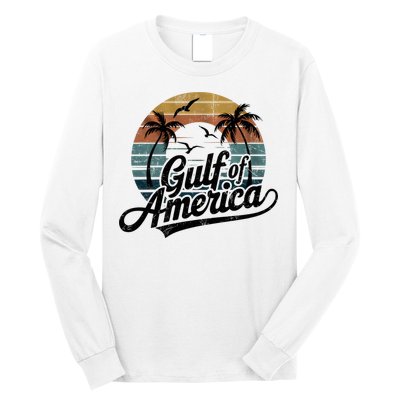 Retro Gulf Of USA America 2025 American Flag Gulf Mexico Long Sleeve Shirt