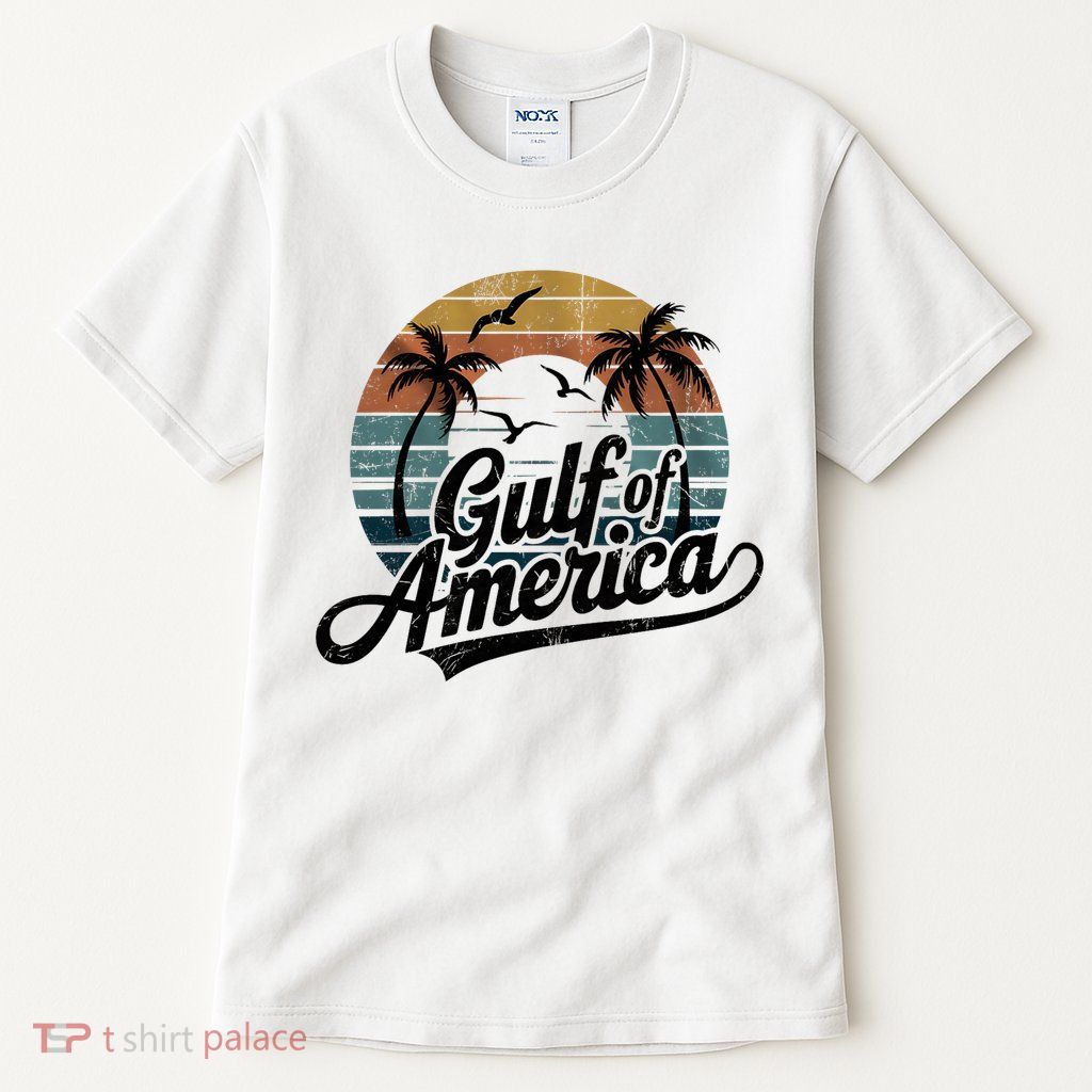 Retro Gulf Of USA America 2025 American Flag Gulf Mexico Tall T-Shirt