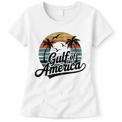 Retro Gulf Of USA America 2025 American Flag Gulf Mexico Womens T-Shirt